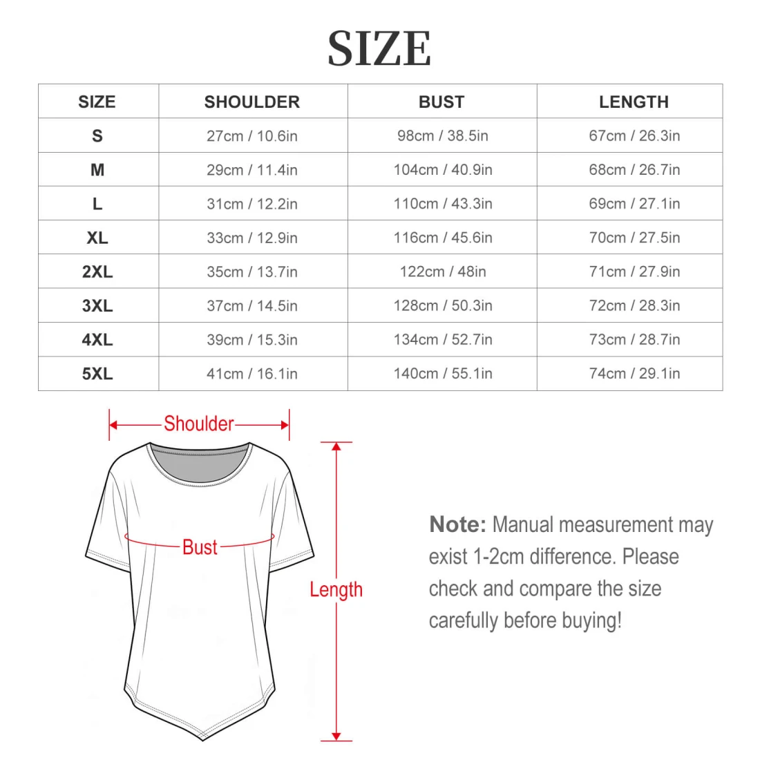 Personalized two piece sets: short sleeve top and wide-leg pants size chart
