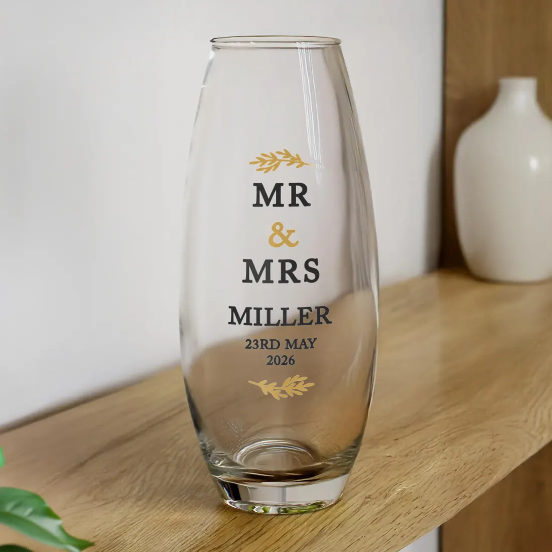 Personalised Couples Bullet Vase, Custom Mr and Mrs Glass Wedding Flower Vase Gift — photo 6