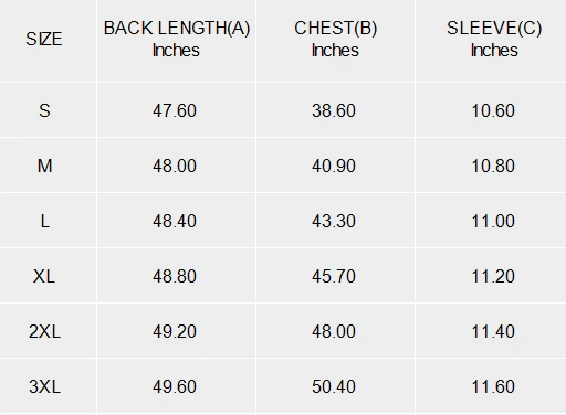 Personalized Dresses for Women with Your Custom Design size chart