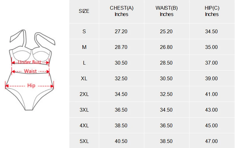 Personalized Two Piece Swimsuit for Her with Your Custom Design size chart