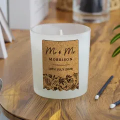 Personalised Wedding Cork Label Candle Jar, Custom Mr and Mrs Scented Candle Gift thumbnail 4
