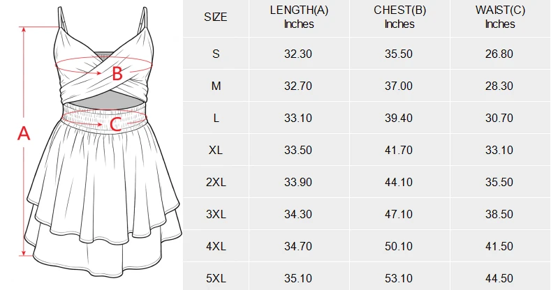 Backless Crisscross Romper for Women: Ruffle Hem and Tie-Back size chart