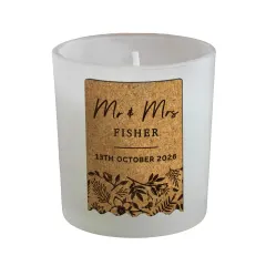 Personalised Wedding Cork Label Candle Jar, Custom Mr and Mrs Scented Candle Gift thumbnail 5