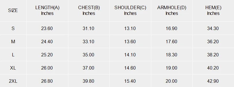 Personalized Tank Tops for Women: Upload Your Own Design size chart