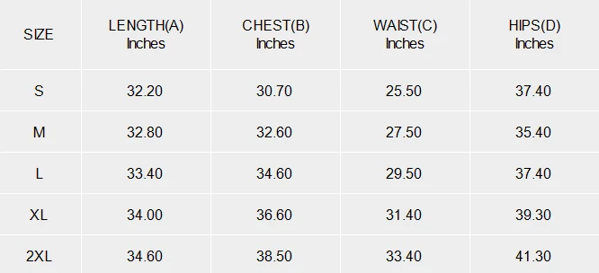 Personalized Swimsuit Dress for Women With Your Own Design size chart