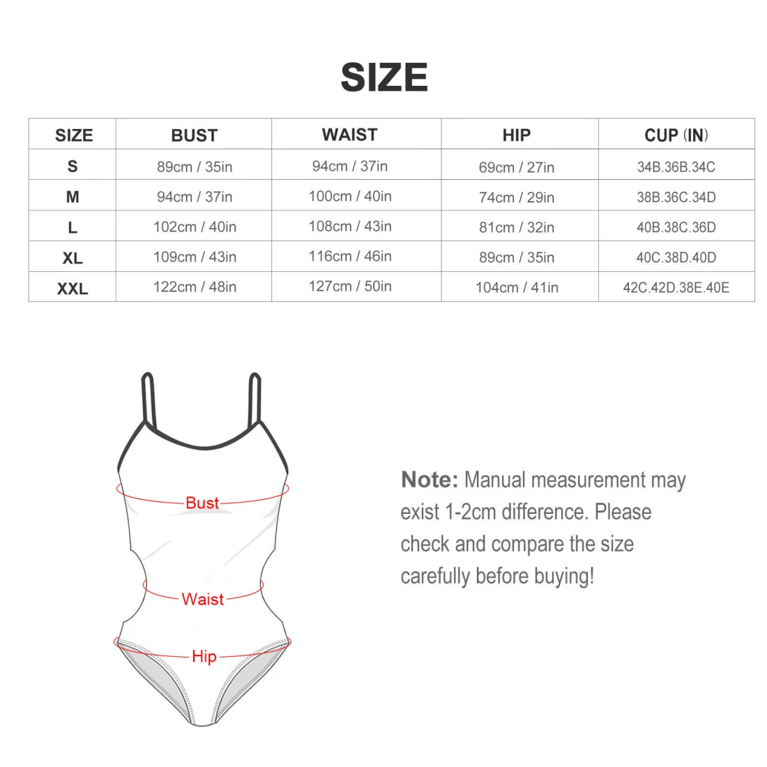 personalized one piece swimsuit for women with your own design size chart