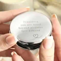 Custom Heart Round Compact Mirror, Engraved Pocket Mirror Gift for Mum or Mom thumbnail 3