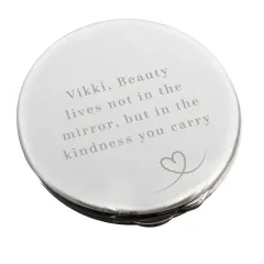 Custom Heart Round Compact Mirror, Engraved Pocket Mirror Gift for Mum or Mom thumbnail 5