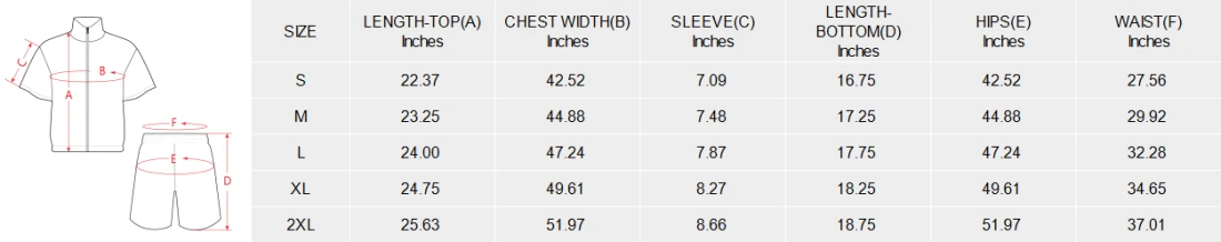 Personalized Two Piece Sets: Women's Short Windbreaker Set size chart