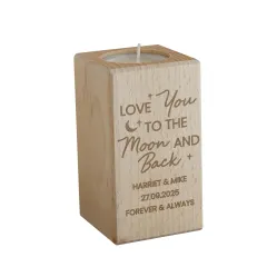 Personalised Wooden Tealight Holder, Engraved Moon Gift for Mum thumbnail 5