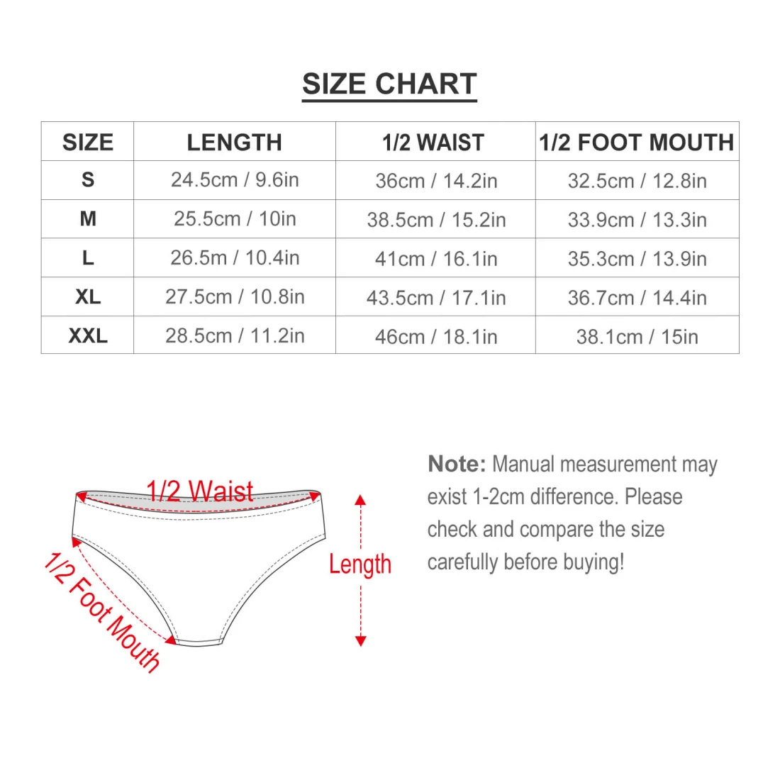 Personalized Bikini: Custom T-Back Two-Piece for Women size chart