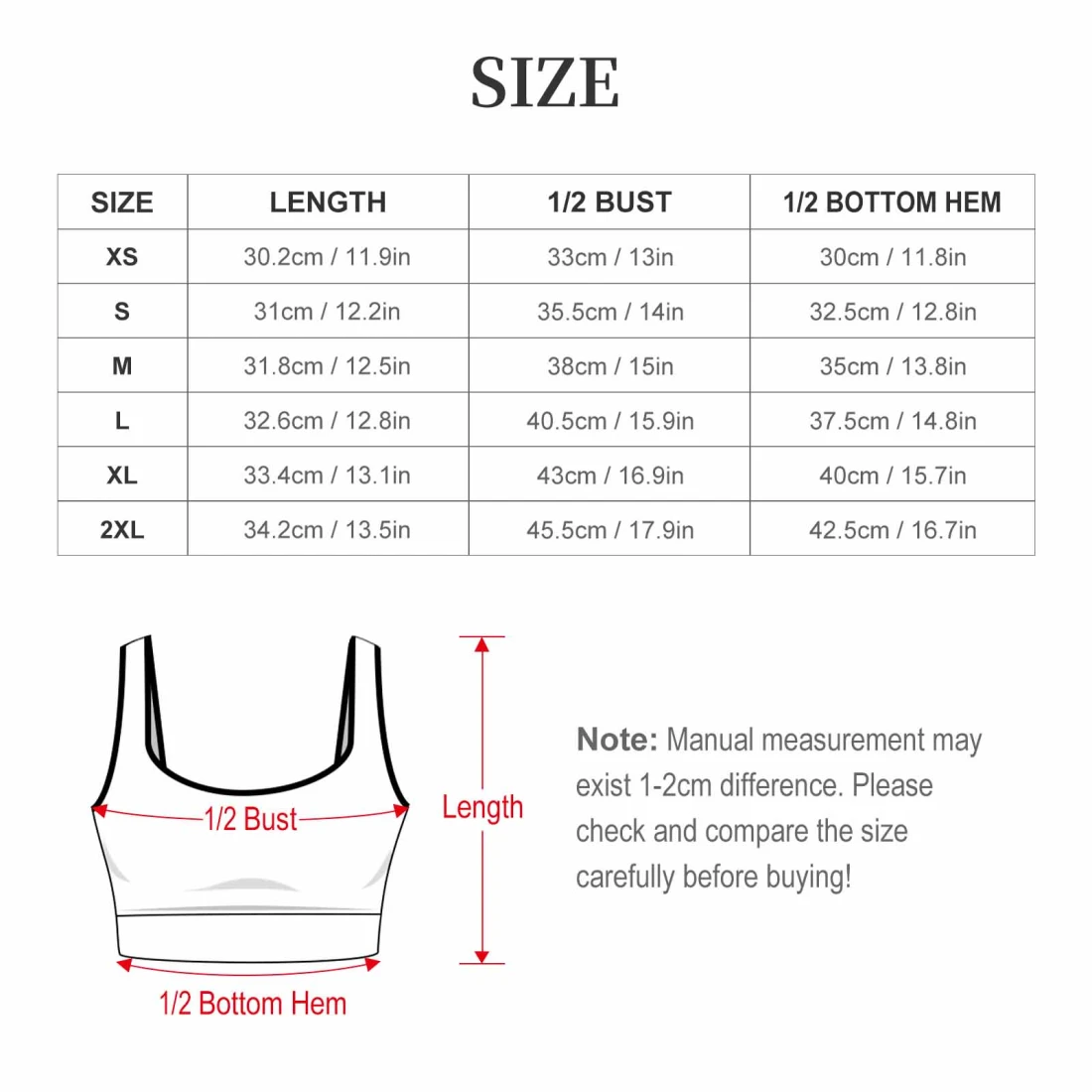 Personalized Yoga Set for Women, Made to Order With Your Design size chart