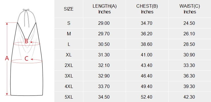 Personalized Dresses: Backless Halterneck Bodycon Dress size chart