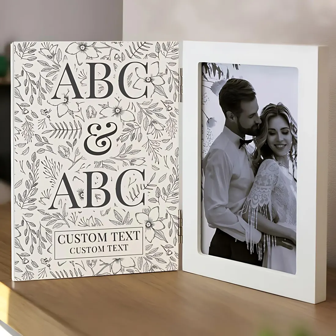 Personalised Wedding Wooden Hinged 6x4 Photo Frame, Custom Mr and Mrs Picture Frame Gift — photo 2