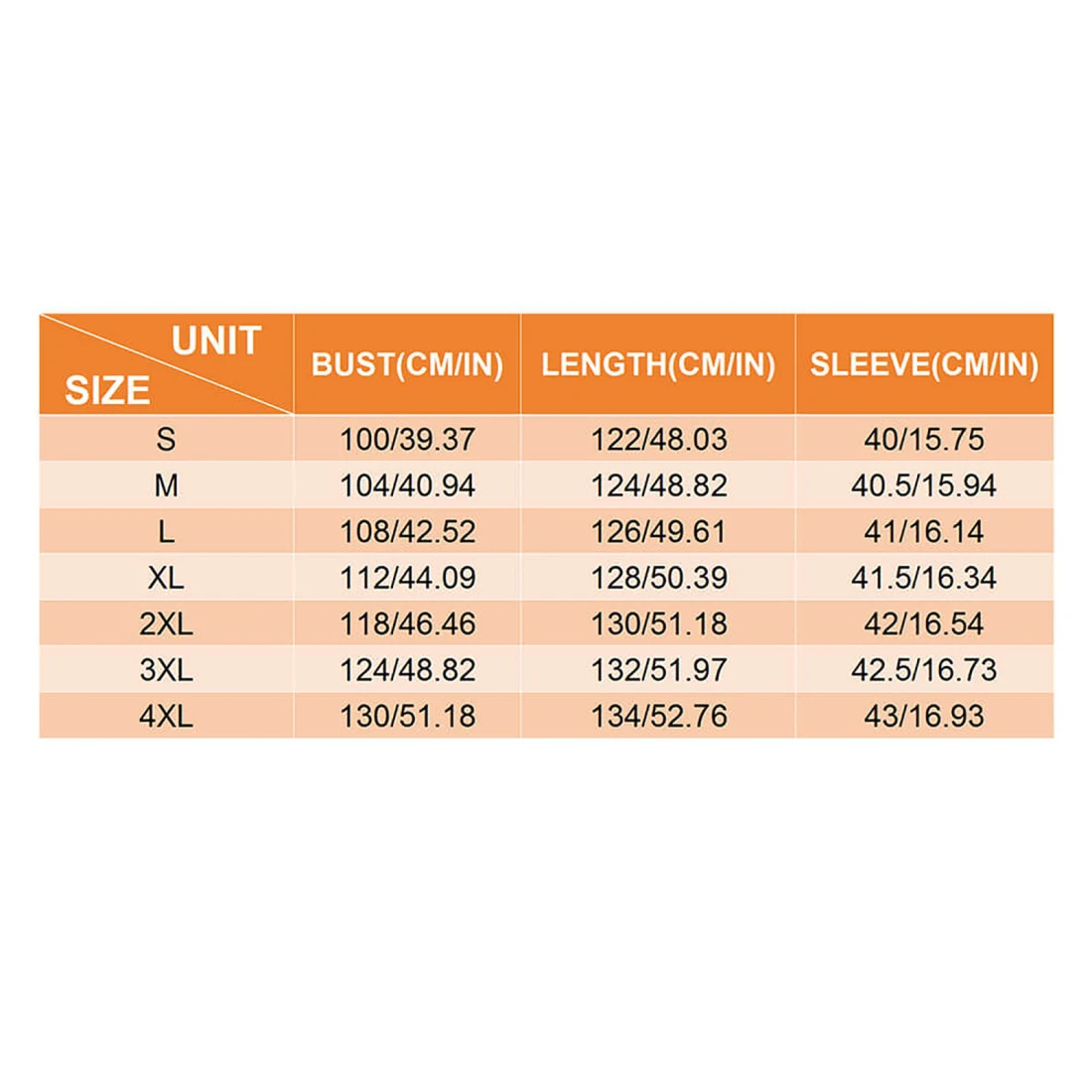 Personalized Jumpsuit for Women with 3/4 Sleeves size chart