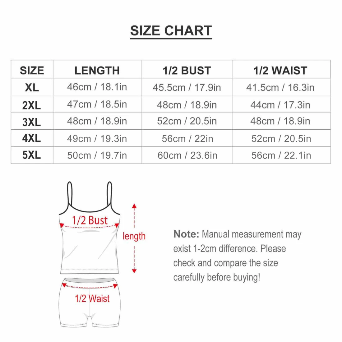 Personalized Plus Size Two Swimsuit With Your Custom Design size chart