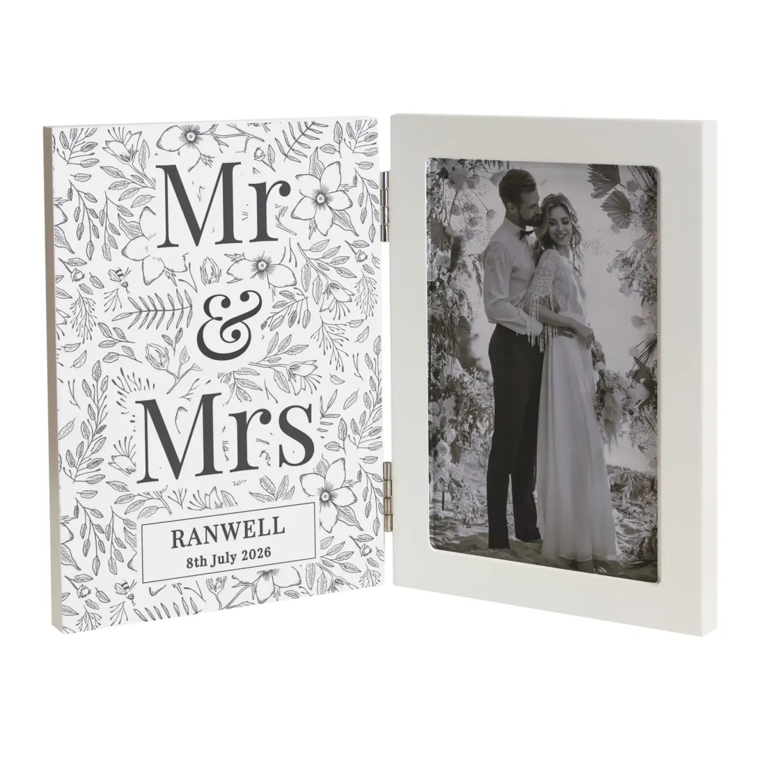 Personalised Wedding Wooden Hinged 6x4 Photo Frame, Custom Mr and Mrs Picture Frame Gift — photo 5