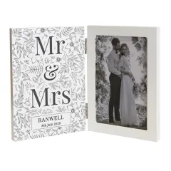 Personalised Wedding Wooden Hinged 6x4 Photo Frame, Custom Mr and Mrs Picture Frame Gift thumbnail 5
