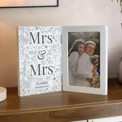 Personalised Wedding Wooden Hinged 6x4 Photo Frame, Custom Mr and Mrs Picture Frame Gift thumbnail 6