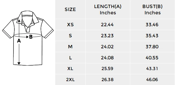Personalized Polo Shirts for Women, Custom Upload Design size chart