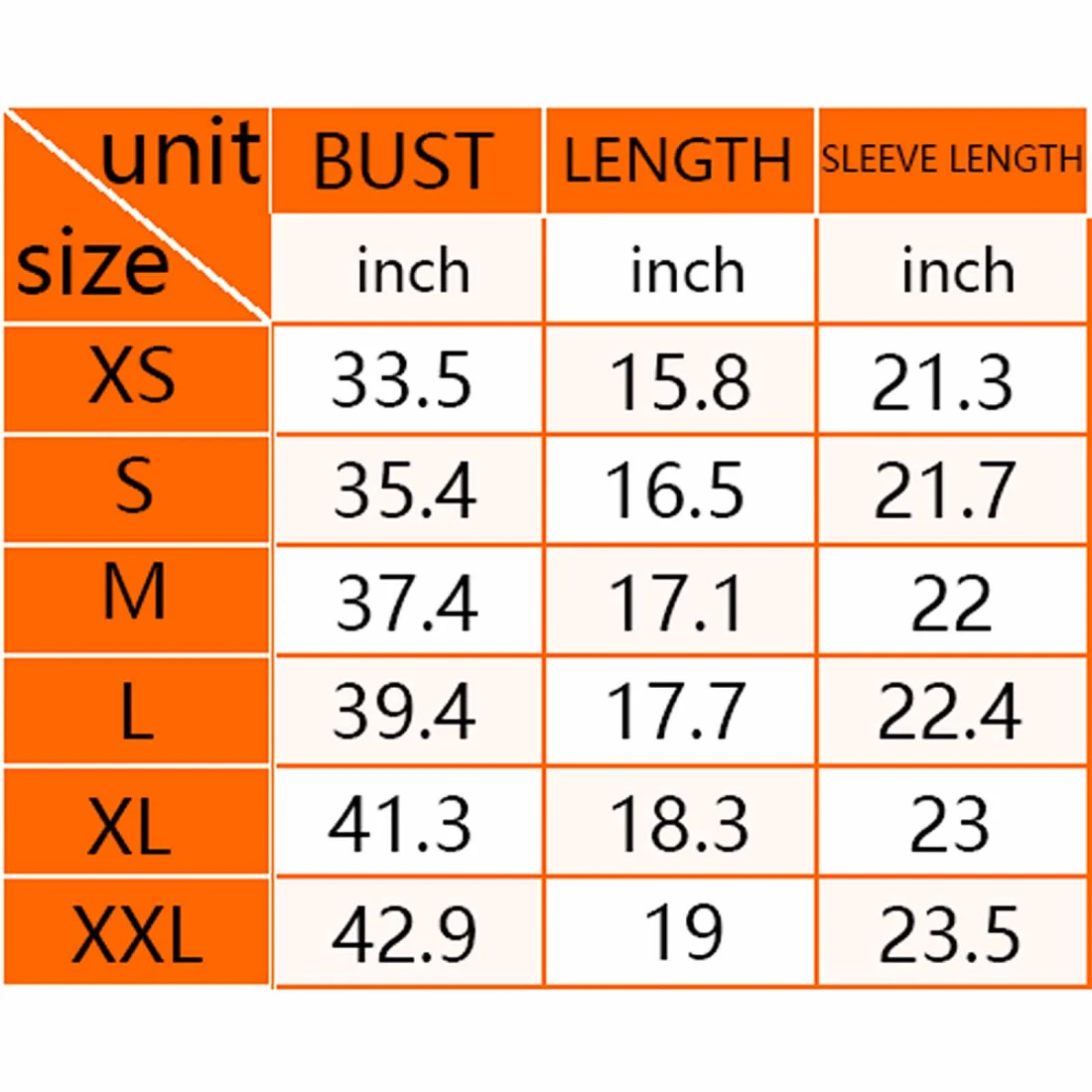 Personalized Cropped Jacket for Women With Your Own Design size chart