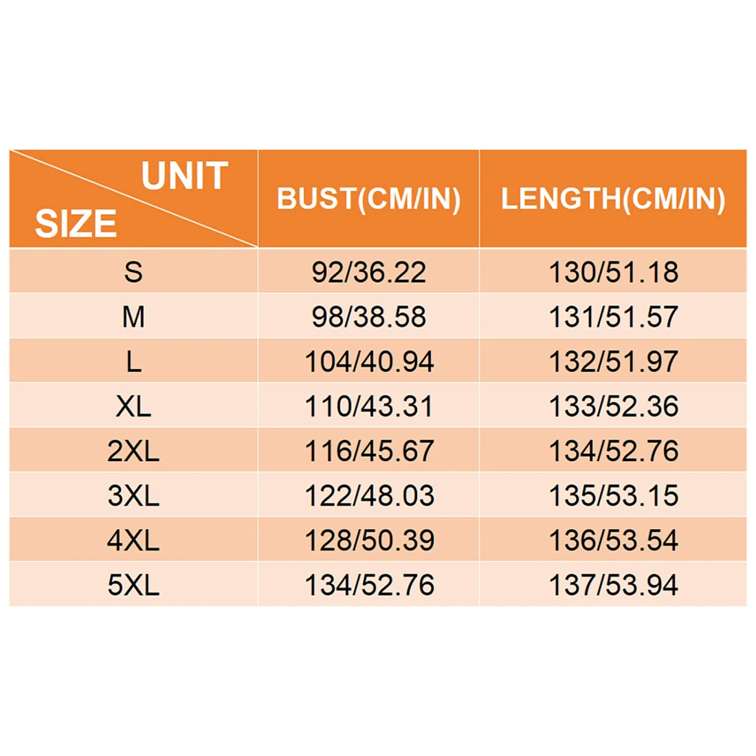 Personalized Sleeveless Long Dress With Your Custom Design size chart