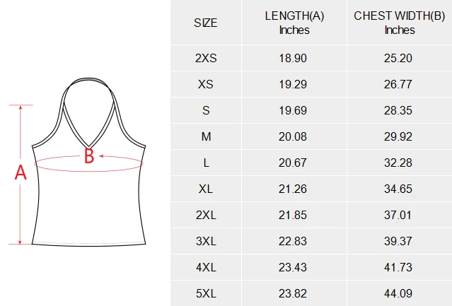 Personalized Tank Tops for Women, Custom Halter V-Neck Design size chart