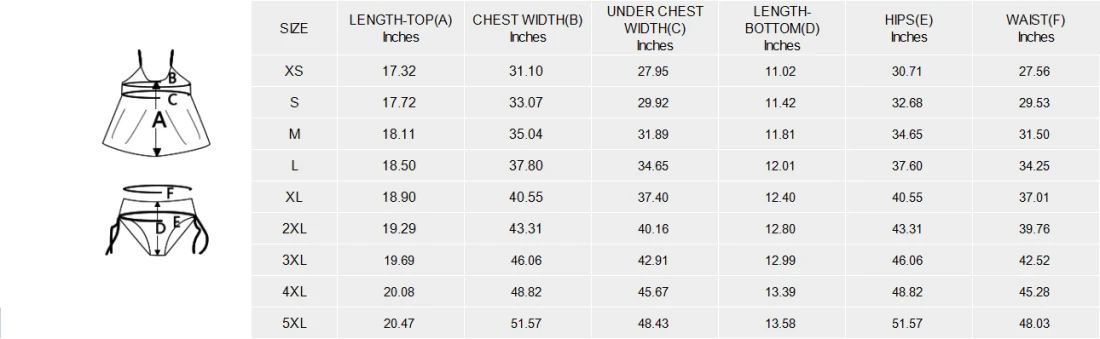 two piece swim dress with your custom design size chart