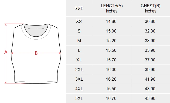 Personalized Tank Tops: Sleeveless Yoga Crop Active Tank Tops size chart