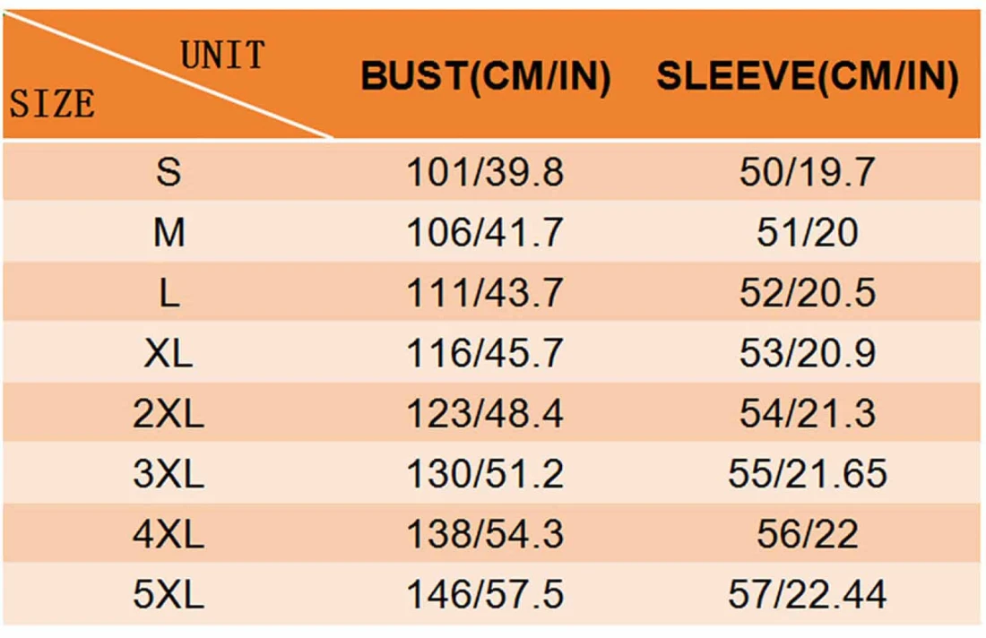 Personalized Long Sleeve Shirts for Women With Your Own Design size chart