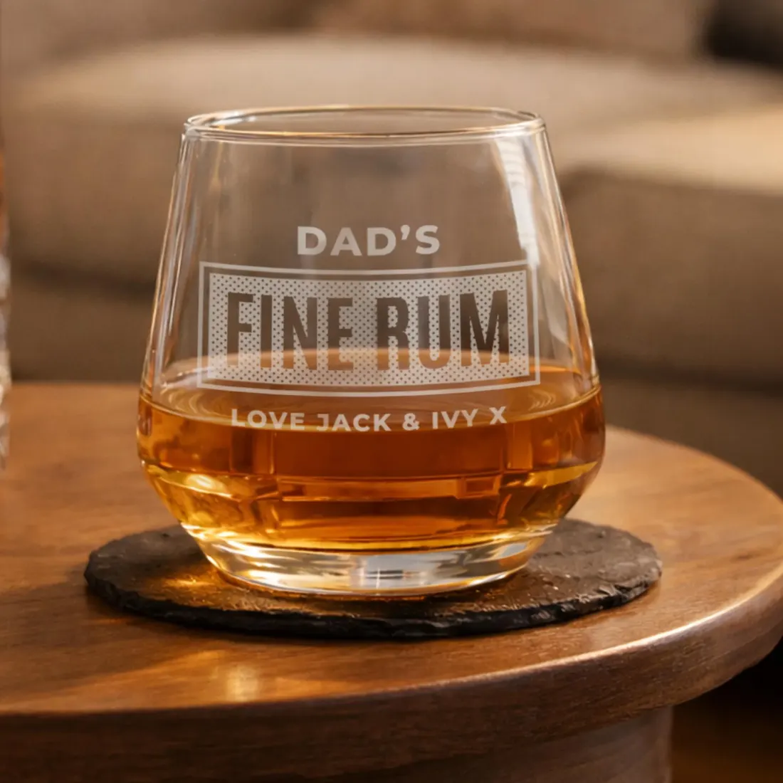 Personalised Whiskey Rum Gin Glass, Custom Engraved Drink Tumbler, Father's Day Gift for Him