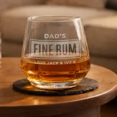 Personalised Whiskey Rum Gin Glass, Custom Engraved Drink Tumbler, Father's Day Gift for Him thumbnail 1