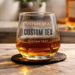 Personalised Whiskey Rum Gin Glass, Custom Engraved Drink Tumbler, Father's Day Gift for Him thumbnail 2