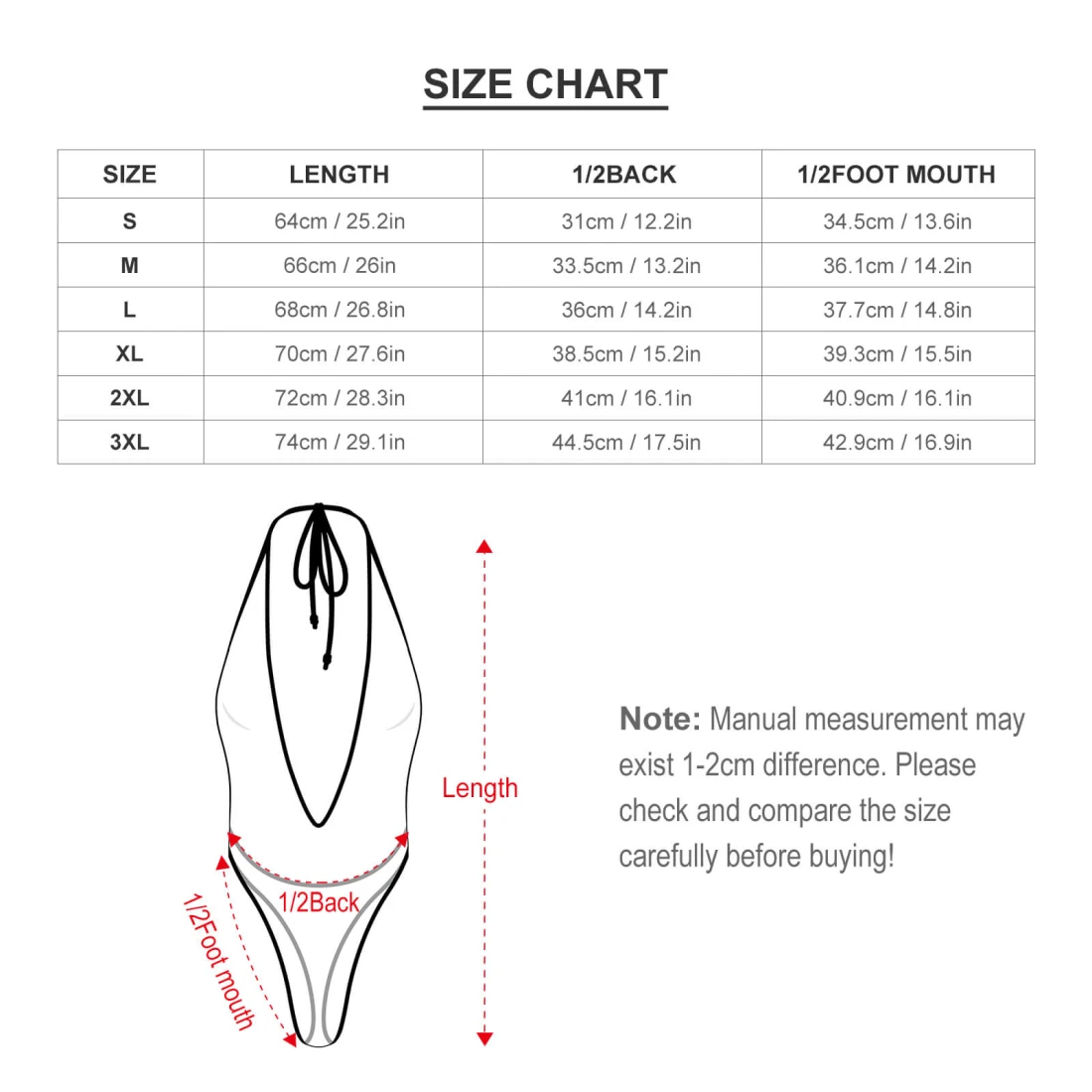 Personalized Underwears: Sexy Deep-V Mesh One-Piece for Women size chart
