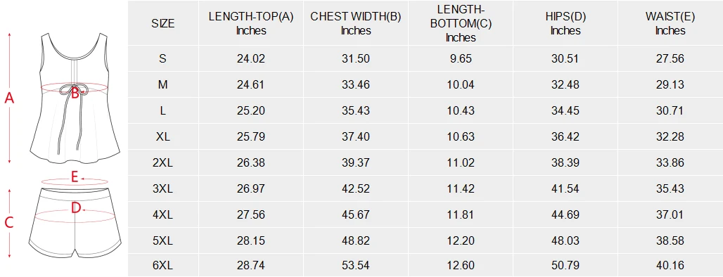 Vest Skirt Swimsuit for Women, Personalized With Your Design size chart