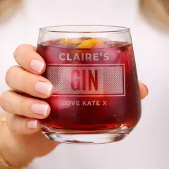 Personalised Whiskey Rum Gin Glass, Custom Engraved Drink Tumbler, Father's Day Gift for Him thumbnail 5