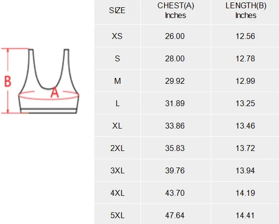 Personalized Sport Bikini Top: Upload Your Custom Design size chart