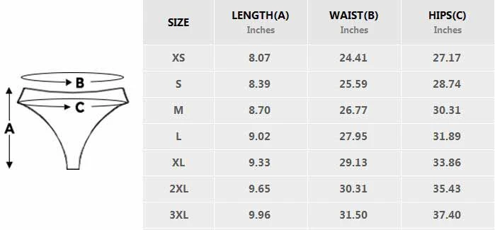 Personalized Thongs for Women: All Over Print Custom Design size chart