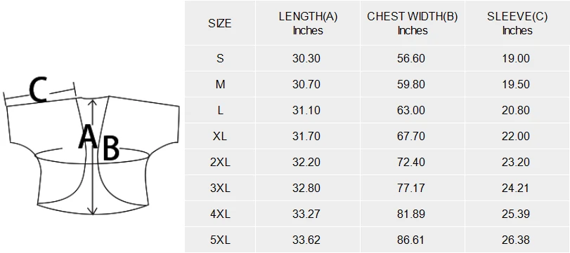 Personalized Kimono Chiffon Cover Up for Her size chart