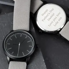 Personalized Engraved Matt Black Rose Gold Watch, Stainless Steel Case, Gift for Him thumbnail 3