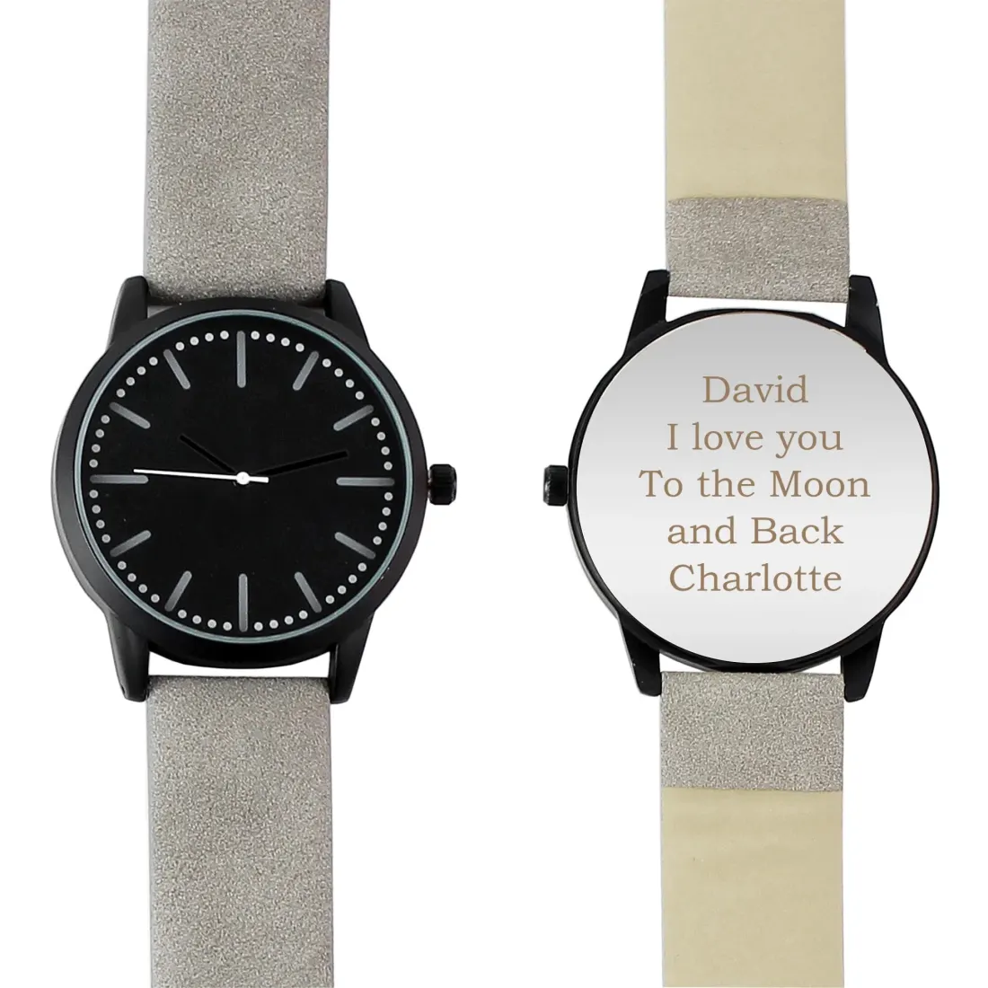 Personalized Engraved Matt Black Rose Gold Watch, Stainless Steel Case, Gift for Him — photo 4