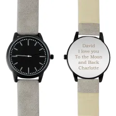 Personalized Engraved Matt Black Rose Gold Watch, Stainless Steel Case, Gift for Him thumbnail 4
