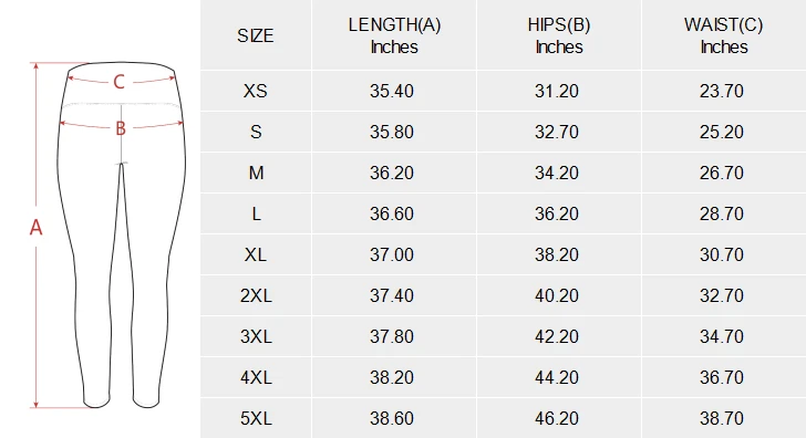 Personalized leggings for women with high waist pockets size chart