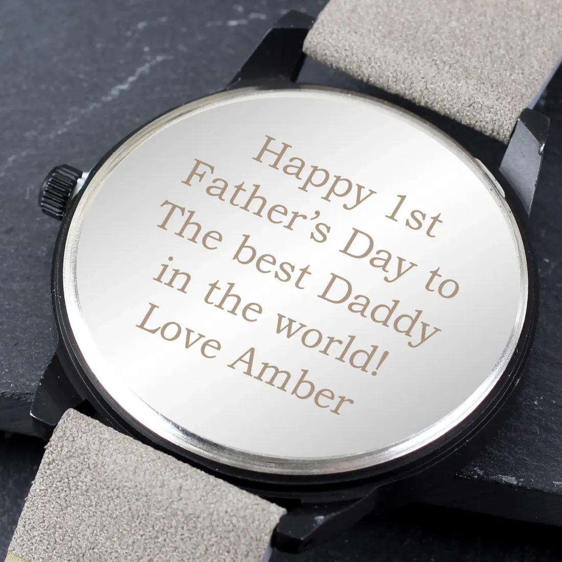 Personalized Engraved Matt Black Rose Gold Watch, Stainless Steel Case, Gift for Him — photo 6