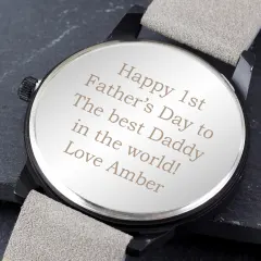 Personalized Engraved Matt Black Rose Gold Watch, Stainless Steel Case, Gift for Him thumbnail 6