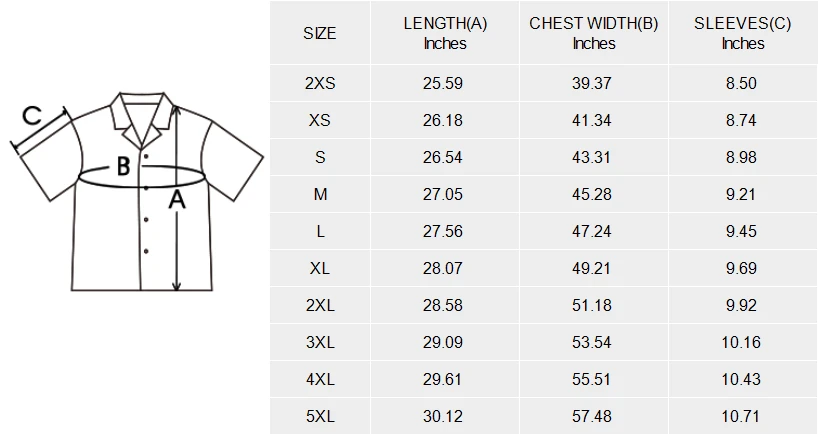 Personalized Hawaiian Shirt for Women, All Over Print size chart