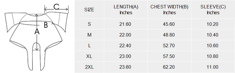 Off Shoulder Blouse Top with Custom Design Print size chart