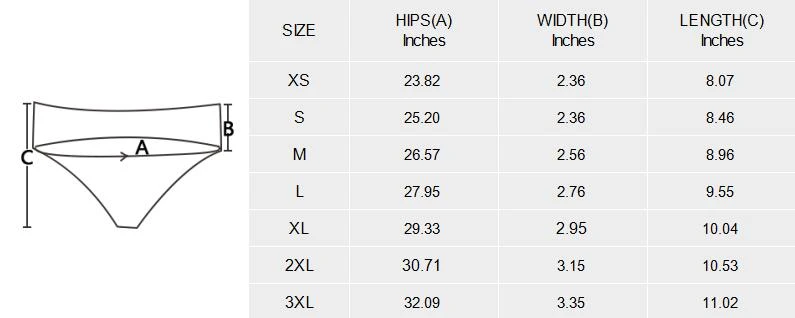 Custom Briefs for Her: Personalized Women's Underwear size chart