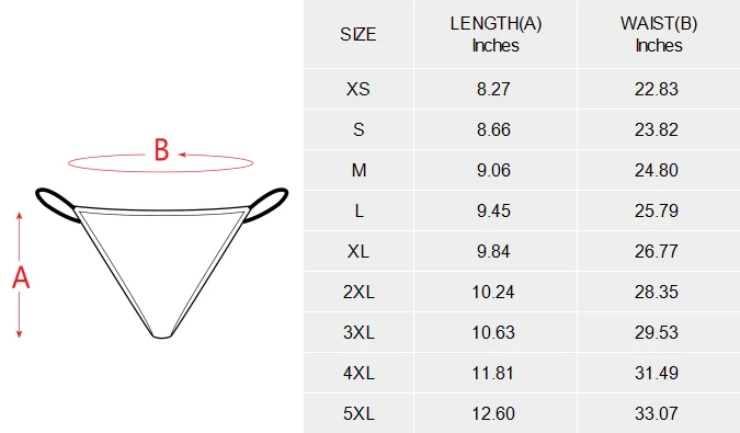 Personalized Underwear for Her, Women's G-String Panties size chart