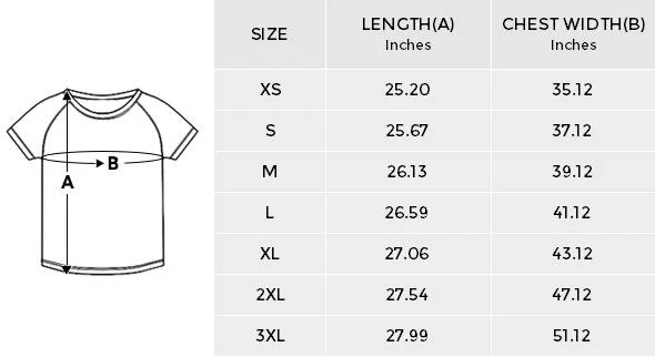 Personalized All Over T Shirts for Women With Your Own Design size chart